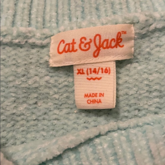 Cat and Jack Aqua colored sweater girls - Picture 2 of 5